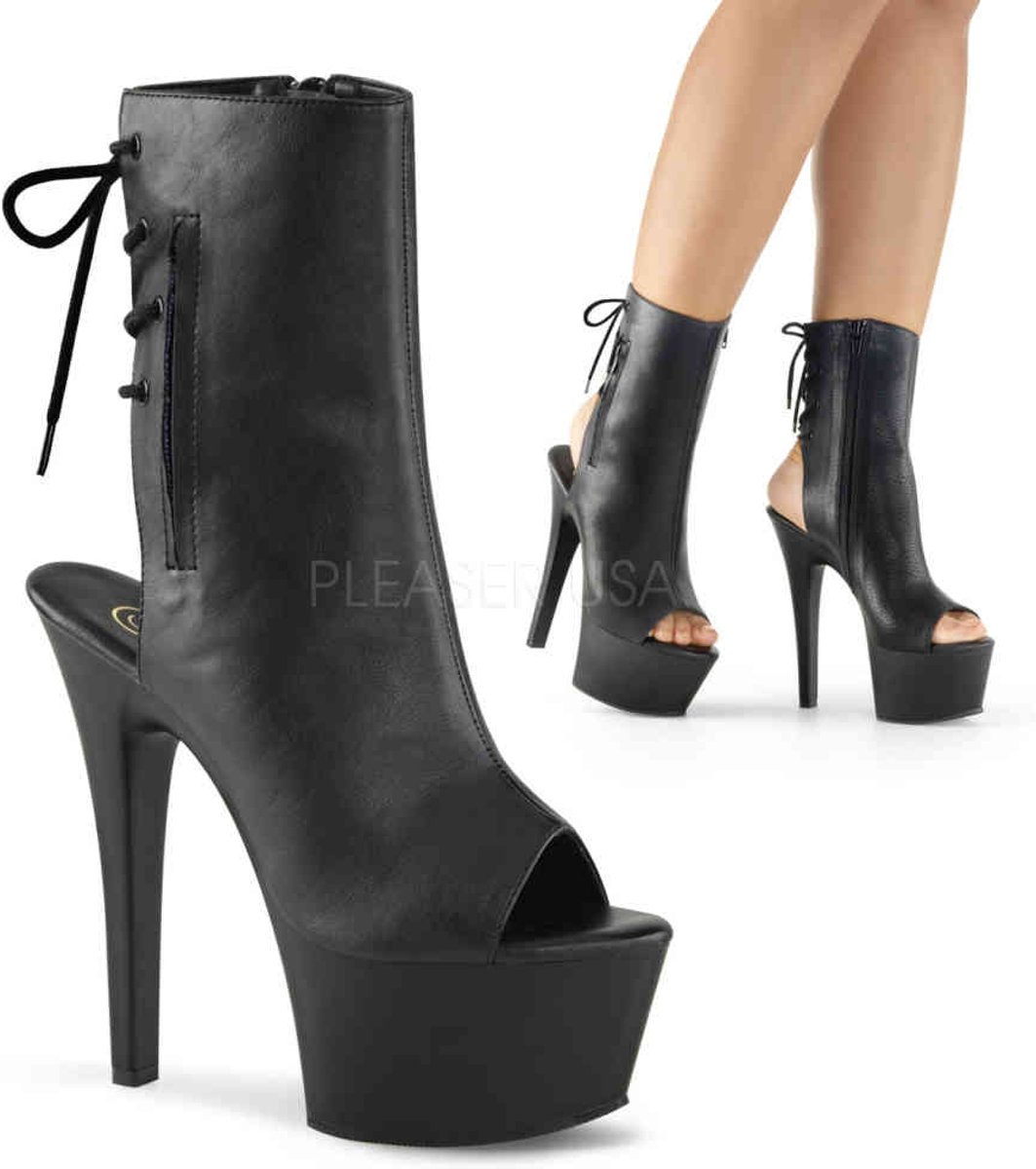 EU 36 = US 6 | ASPIRE-1018 | 6 Heel, 2 1/4 PF Open Toe/Heel Ankle Boot, Side Zip